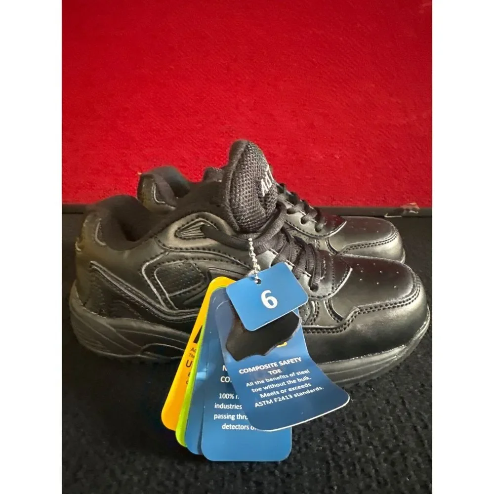 AdTec Genuine Leather Memory Foam Footwear Size 6 Black.‎ steel toe Shoes